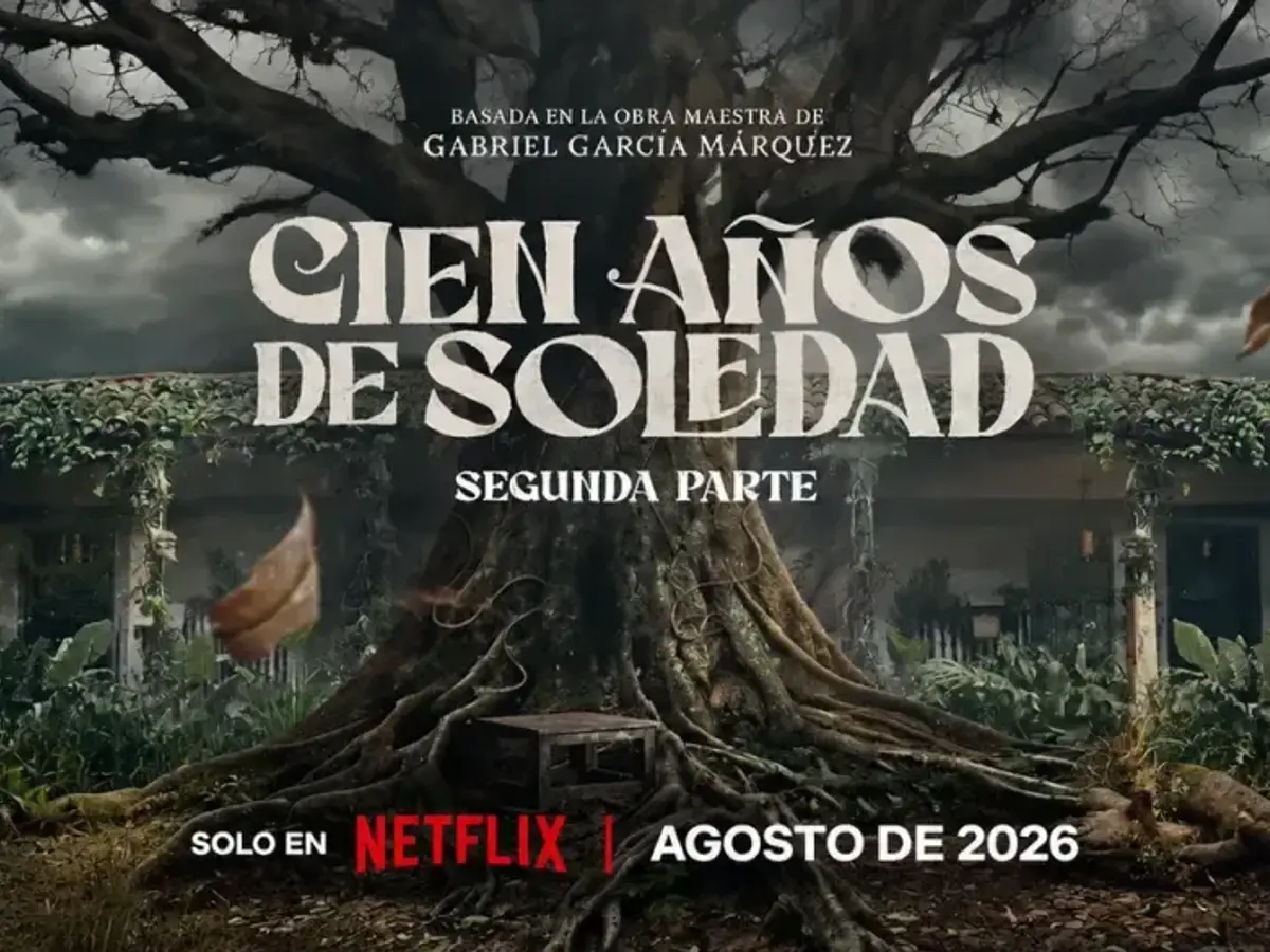 Árbol de Macondo frente a la casa de los Buendía en el póster de la segunda parte de Cien años de soledad.