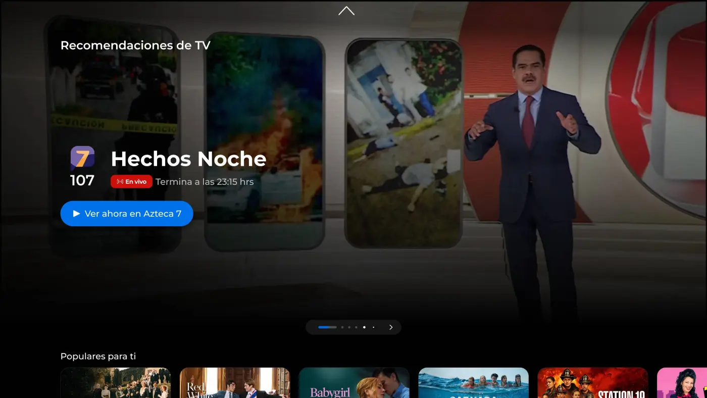 Captura de pantalla de la secci&oacute;n de sugerencias personalizadas de la nueva interfaz de Totalplay TV