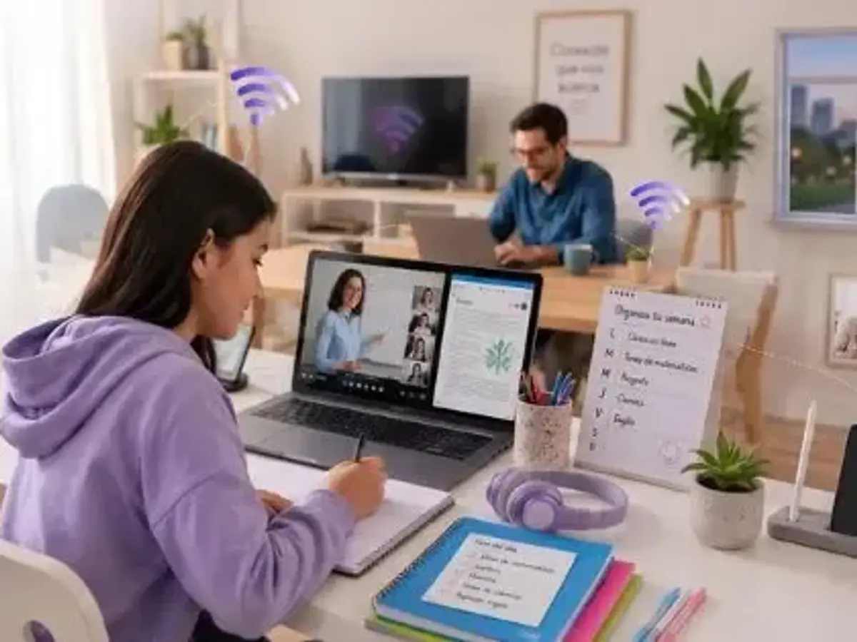 Imagen principal sobre internet para regreso a clases Totalplay, con estudiante usando laptop para tareas, clases en línea y conexión escolar en casa.