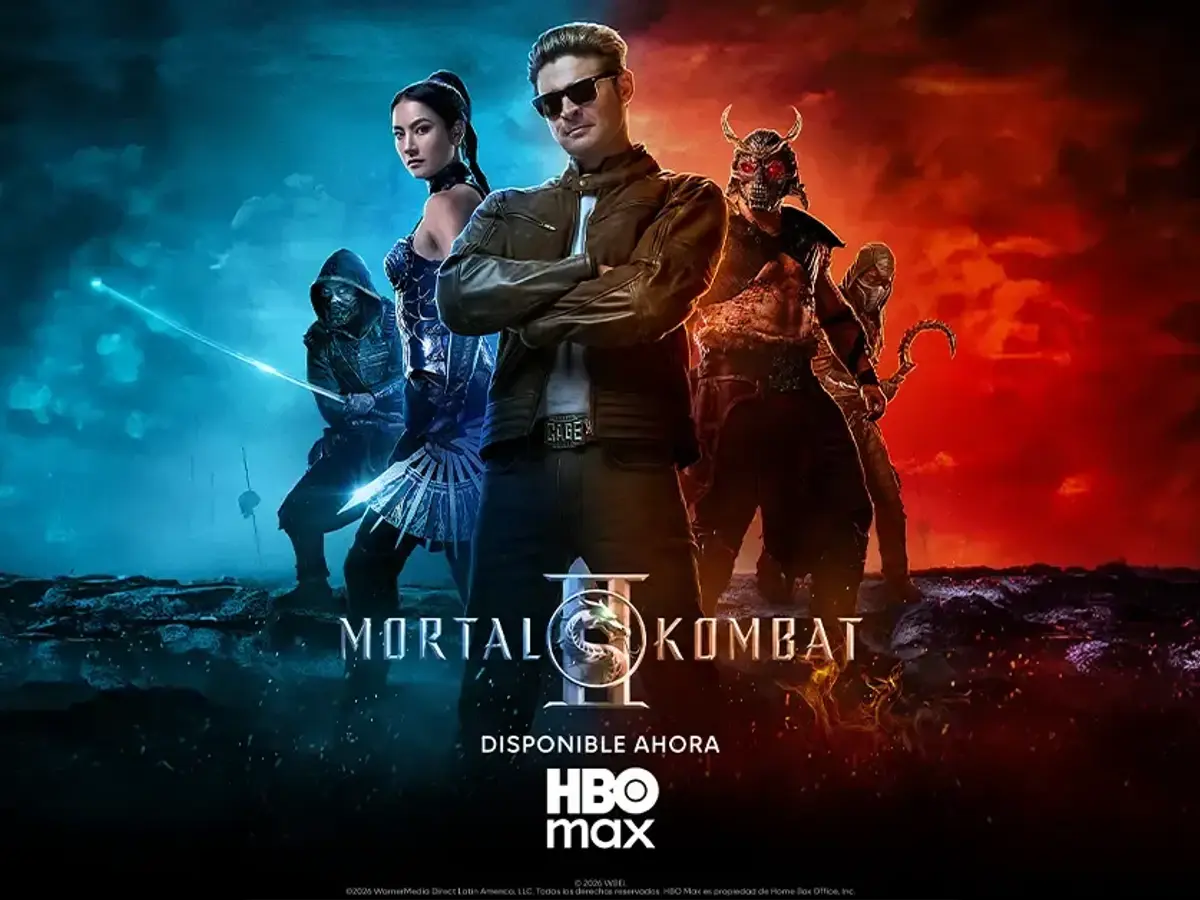 Johnny Cage, Kitana y Shao Kahn encabezan el póster de Mortal Kombat II.